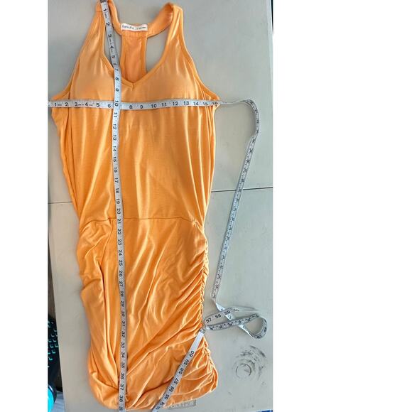 Athleta T Racerback Bodycon Dress with Ruching Womans M Tangerine Glo - Picture 6 of 11